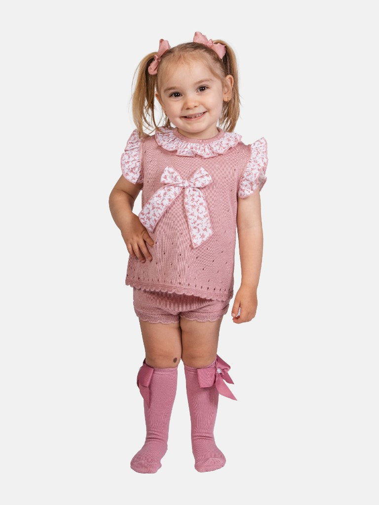 Baby Girl Nadia Collection 2 piece Spanish Knitted Set-Dusty Pink