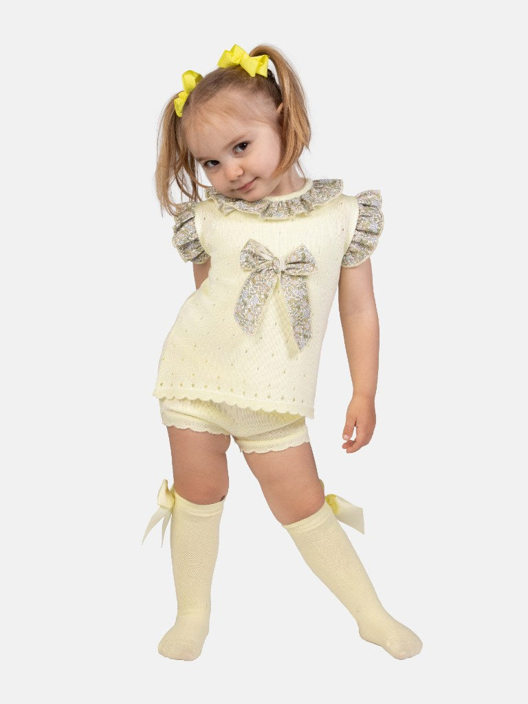 Baby Girl Nadia Collection 2 piece Spanish Knitted Set - Lemon Yellow