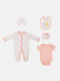 Baby Girl Fruits Watch Me Grow 5-piece Set - White & Coral Pink