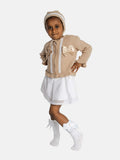 Baby Girl Cardigan & Bonnet Set - Beige/Tan