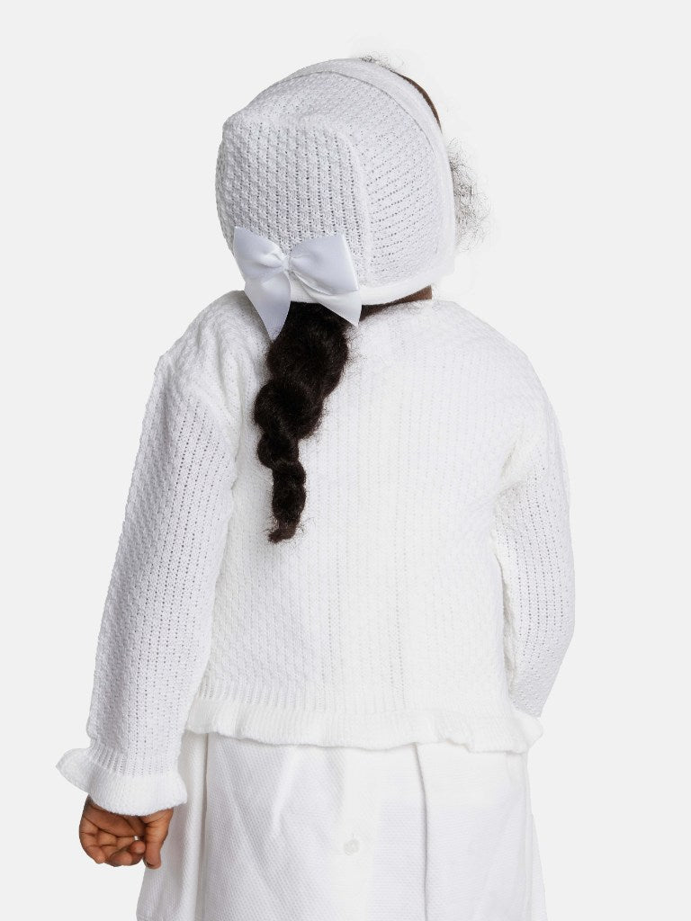 Baby Girl Cardigan & Bonnet Set - White