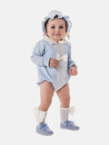 Baby Girl Lellie Collection Spanish Romper with Bonnet Set - Baby Blue