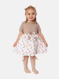 Baby Girl Nova X Collection Half Knitted Spanish Dress - Beige & Dino
