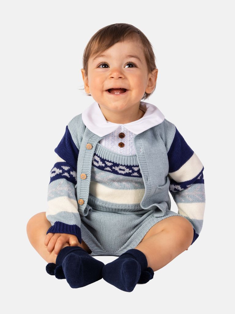 Baby Boy Marco Collection 2-piece Spanish Knitted Set - Powder Blue