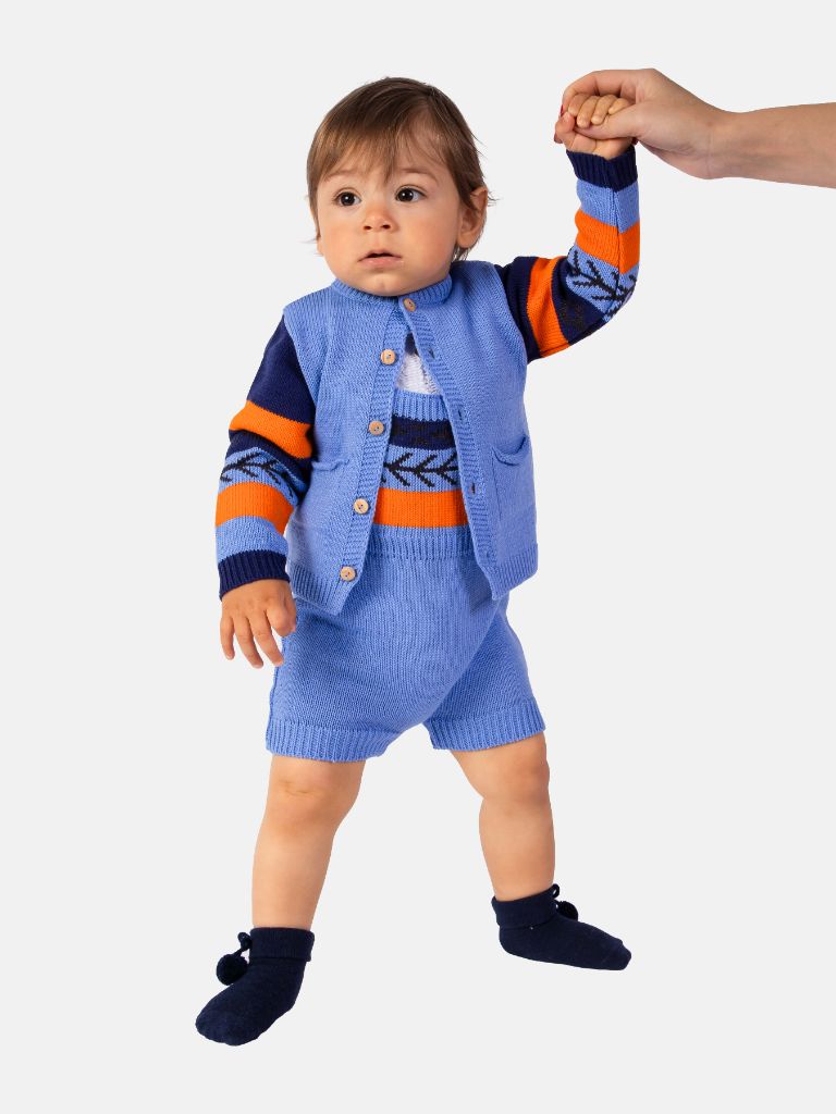 Baby Boy Marco Collection 2-piece Spanish Knitted Set-Police Blue