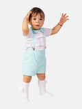 Baby Boy Matias Collection Striped Spanish Romper Set - Aqua Blue