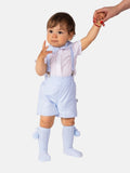 Baby Boy Matias Collection Striped Spanish Romper Set - Baby Blue