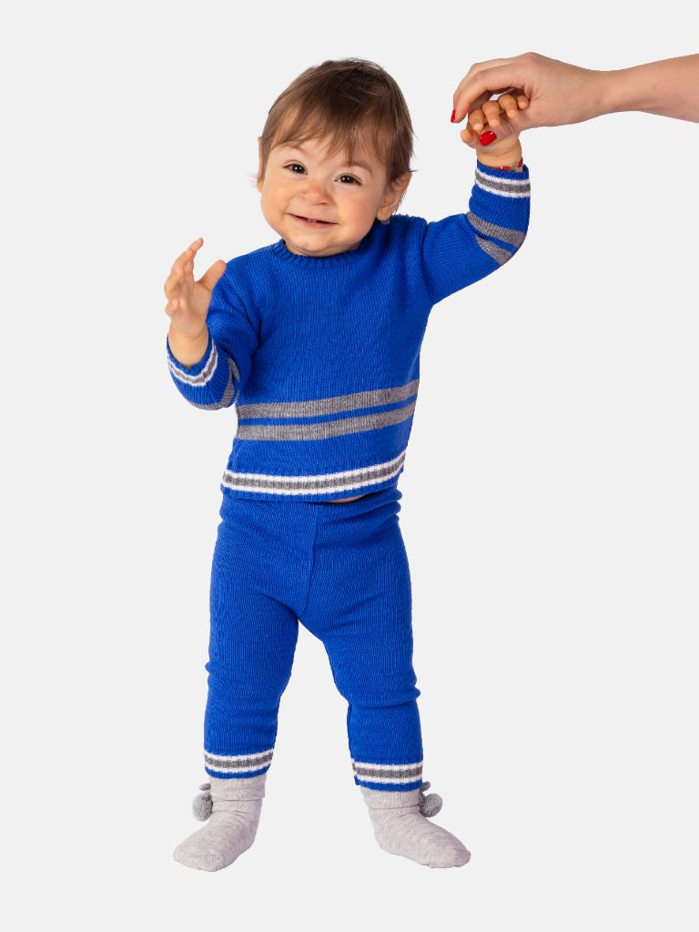 Baby Boy Carlos Collection Knitted 3 piece set - Royal Blue