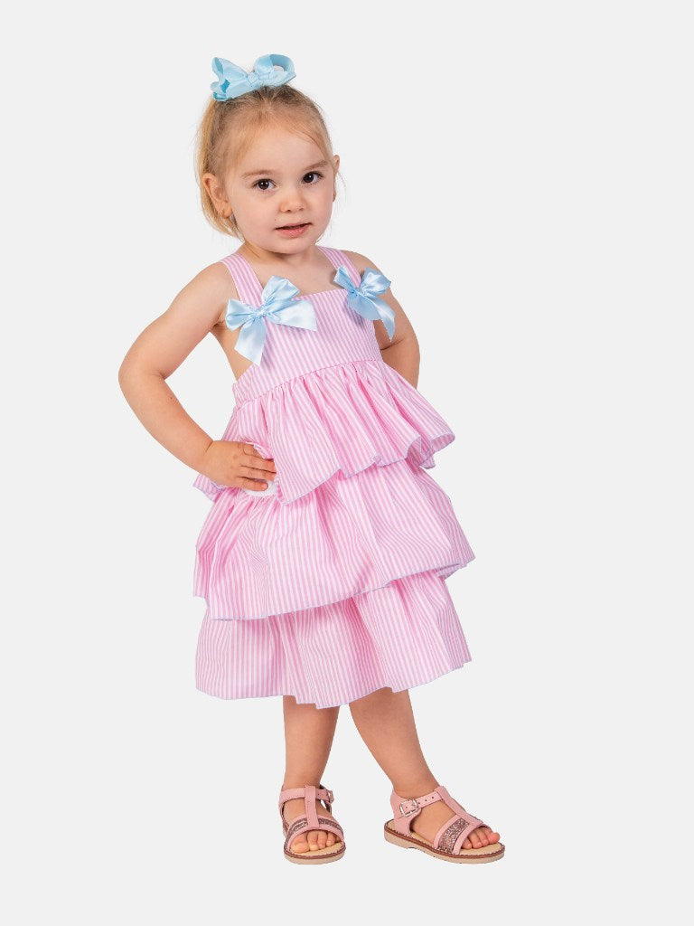 Baby Girl Carolina Collection Spanish Striped Dress-Pink