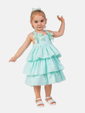 Baby Girl Carolina Collection Spanish Striped Dress - Aqua Blue