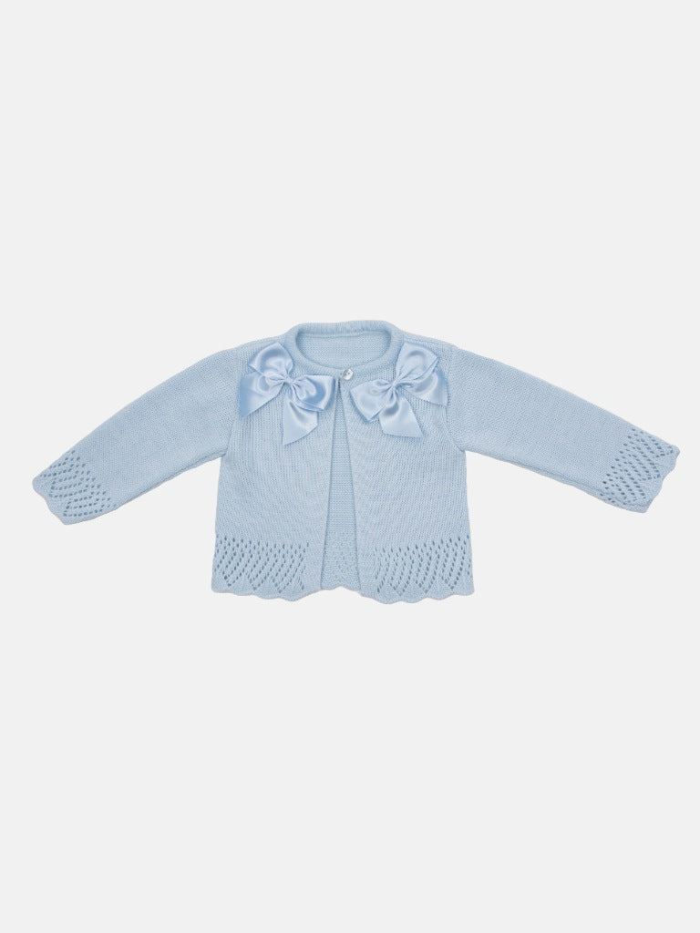 Baby Girl Baby Blue Cardigan with 2 Big Bows