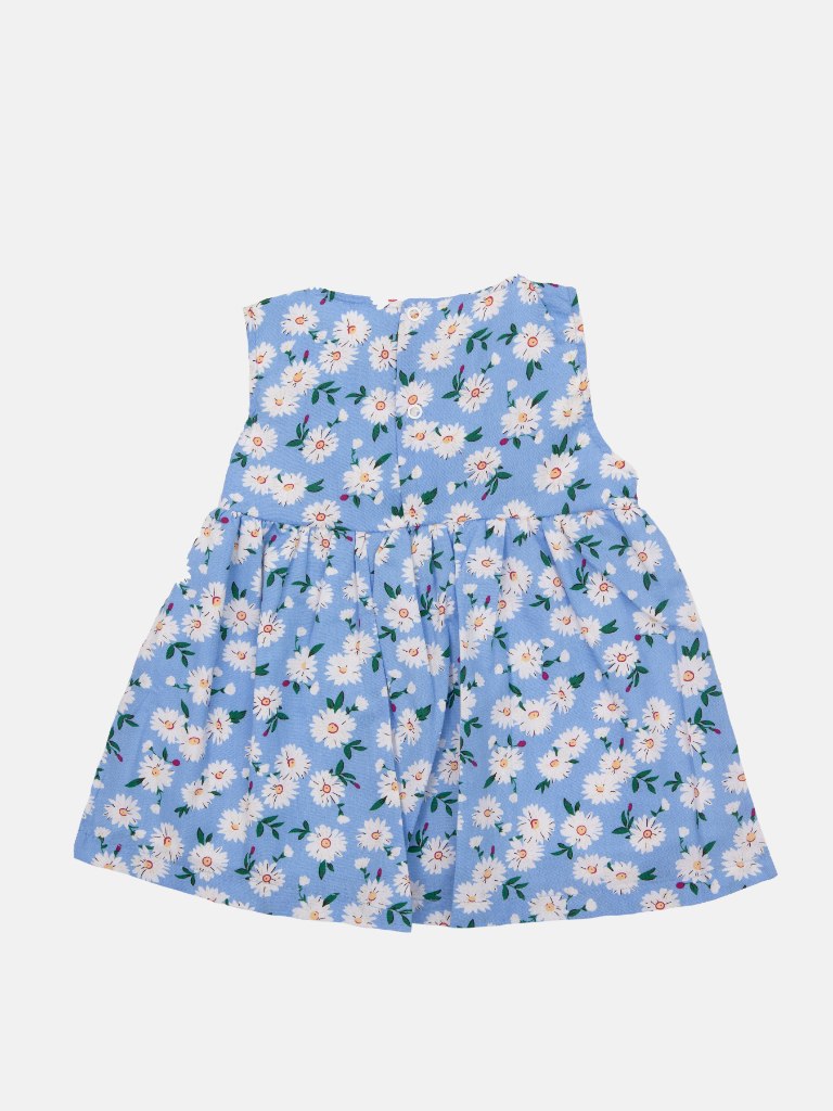 Baby Girl Marbella Printed Floral Summer Dress-Blue