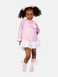 Baby Girl Blanca Collection Spanish Striped Dress with Bonnet - Pink