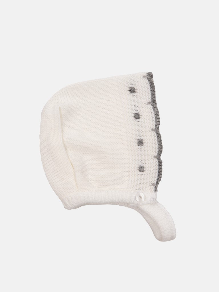 Baby Girl Inues Collection Knitted Set and Bonnet-White