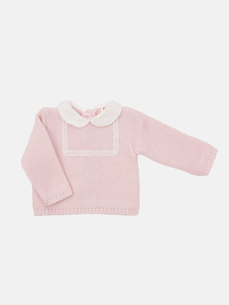 Baby Girl Tami Collection Textured Line Knitted Set-Baby Pink