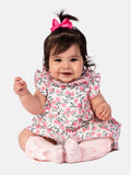 Baby Girl Cherry Print Spanish Dress with Ruffle Collar and Bows - Pink