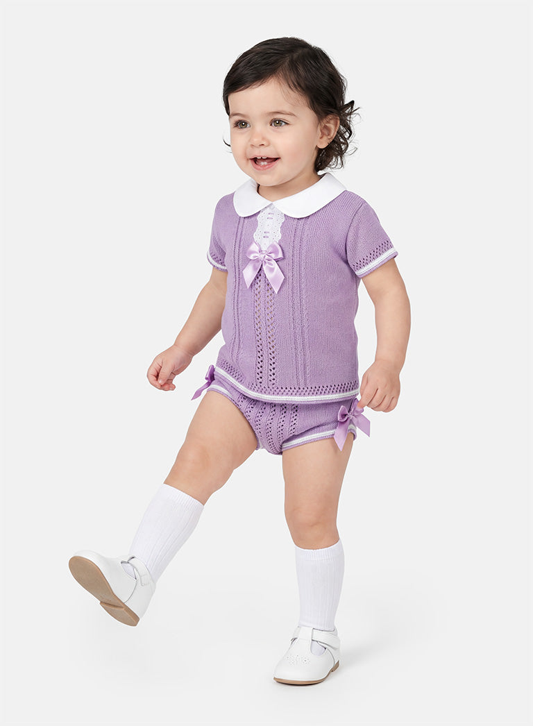 Baby Girl Iris Collection 2-piece Spanish Knitted Set - Purple