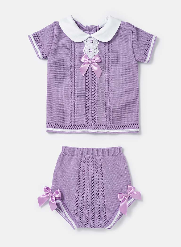 Baby Girl Iris Collection 2-piece Spanish Knitted Set - Purple