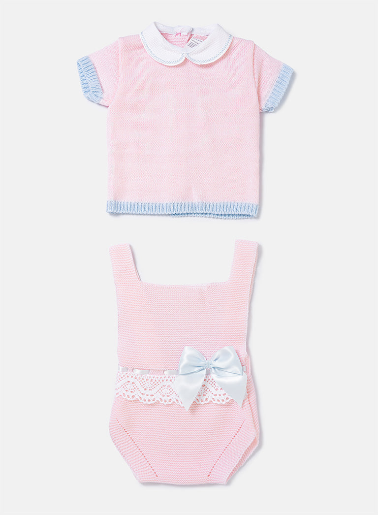 Baby Girl Liora Collection 2-piece Spanish Knitted Set - Baby Pink
