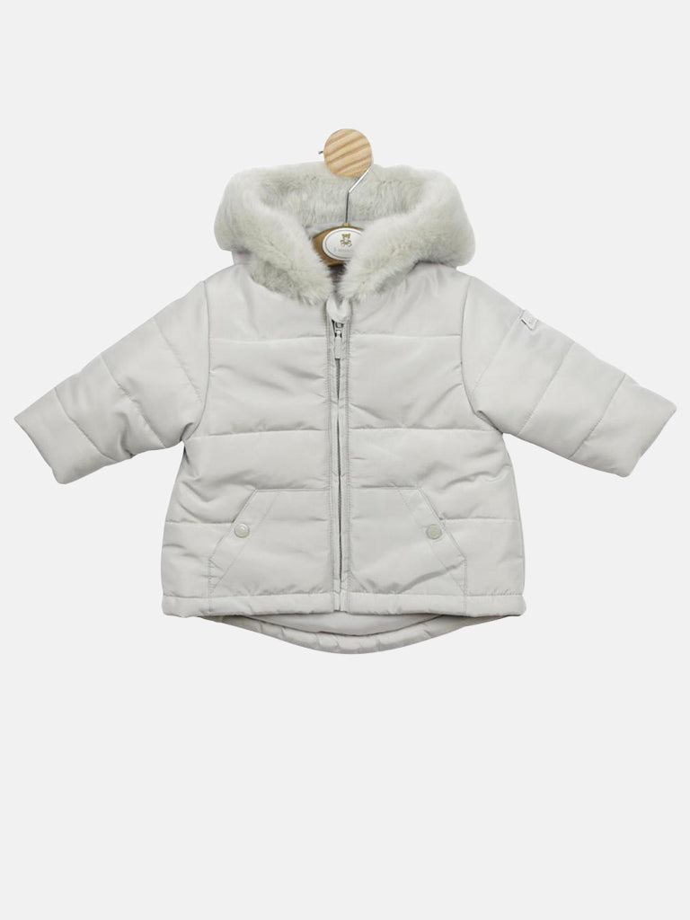Baby Boy MINTINI Jacket with Fur Hood - Grey