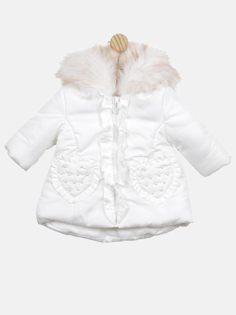 Baby Girl MINTINI Heart Pockets Jacket - White