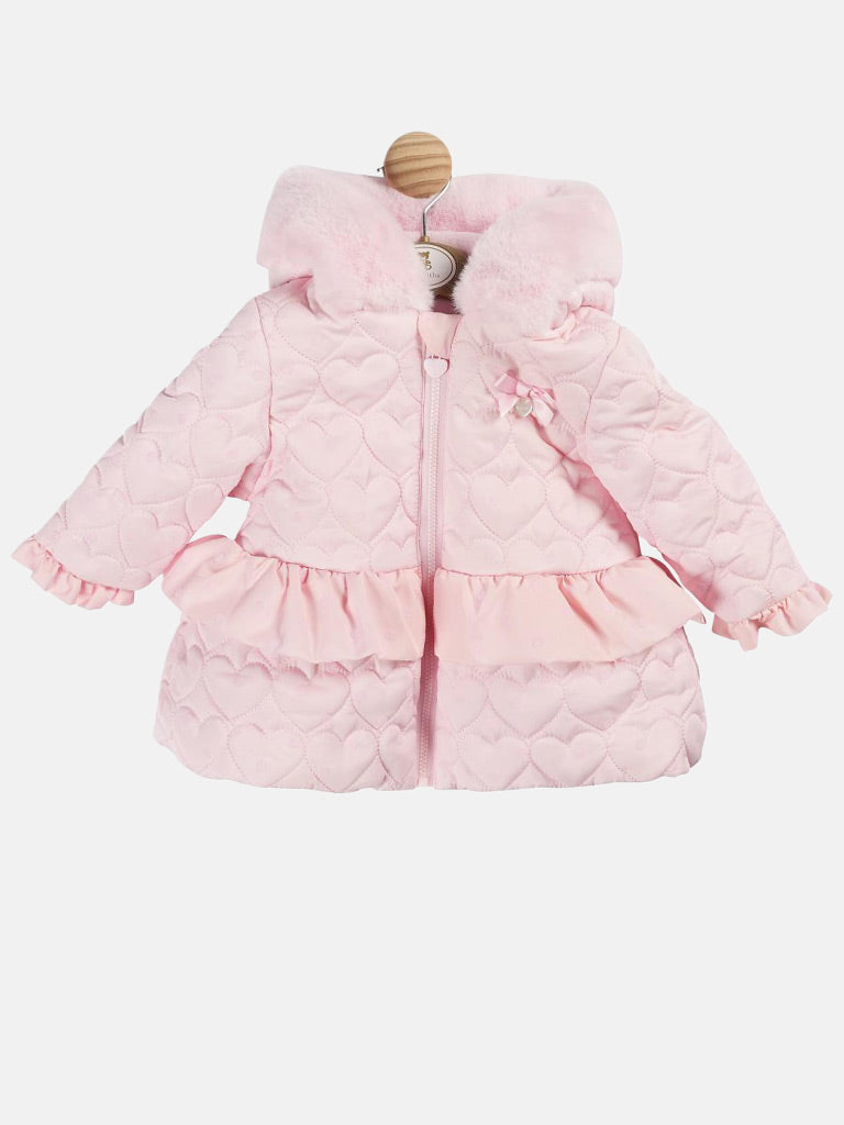 Baby Girl MINTINI Heart Quilt Jacket - Baby Pink