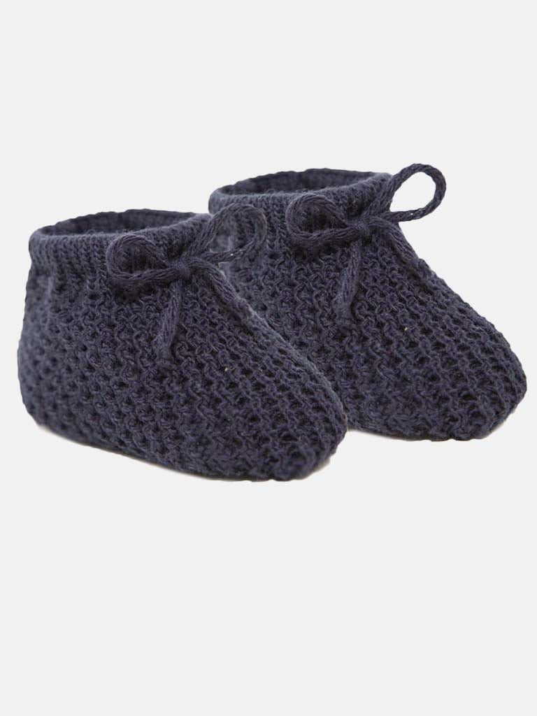 Baby Unisex Knitted Booties-Navy