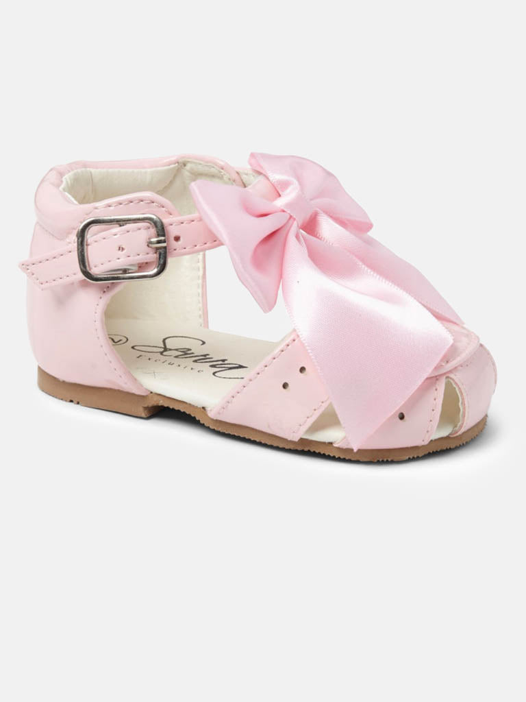 Baby Girl Sevva Sandals with Satin Bow TERRI Collection-Pink