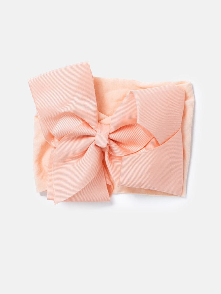 Baby Girl Big Satin Bow Hairband - Pink Tones