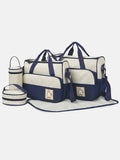 Mom & Baby 5-Piece Diaper Bag Set with Changing Mat & Organisers - Navy Blue