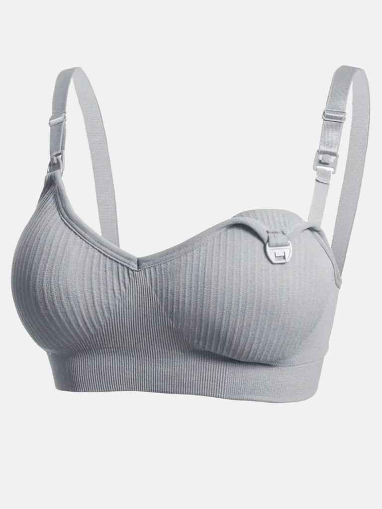 Mommy Nursing & Breastfeeding Bra with Easy Clip Access - Grey