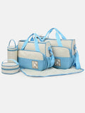 Mom & Baby 5-Piece Diaper Bag Set with Changing Mat & Organisers - Baby Blue