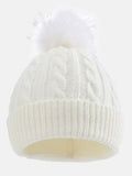 Baby Girl Knitted Hat with Big Pom Pom - Ivory