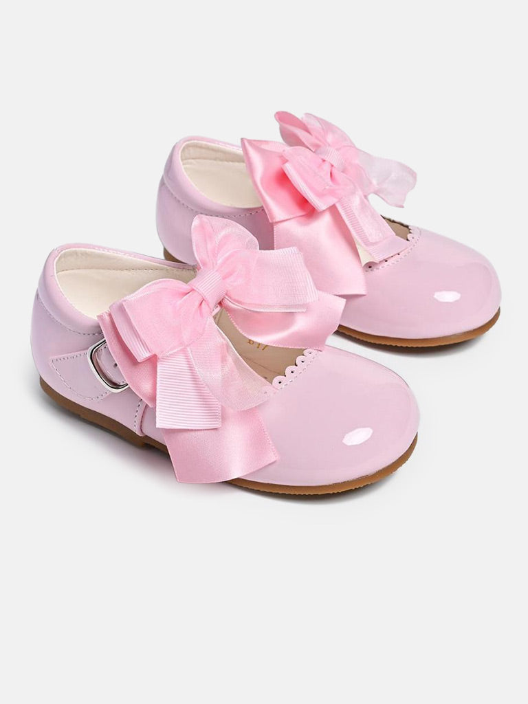 Baby Girl Mary-Jane Triple Bow Shoes TIA Collection  - Pink
