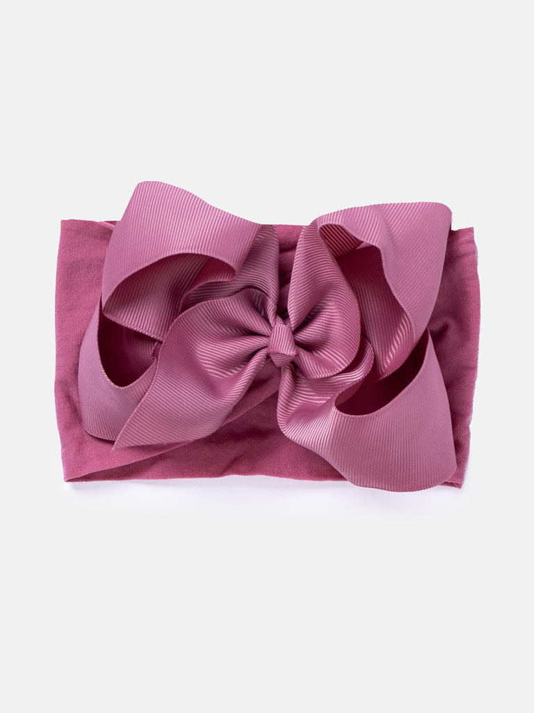 Baby Girl Big Satin Bow Hairband - Pink Tones