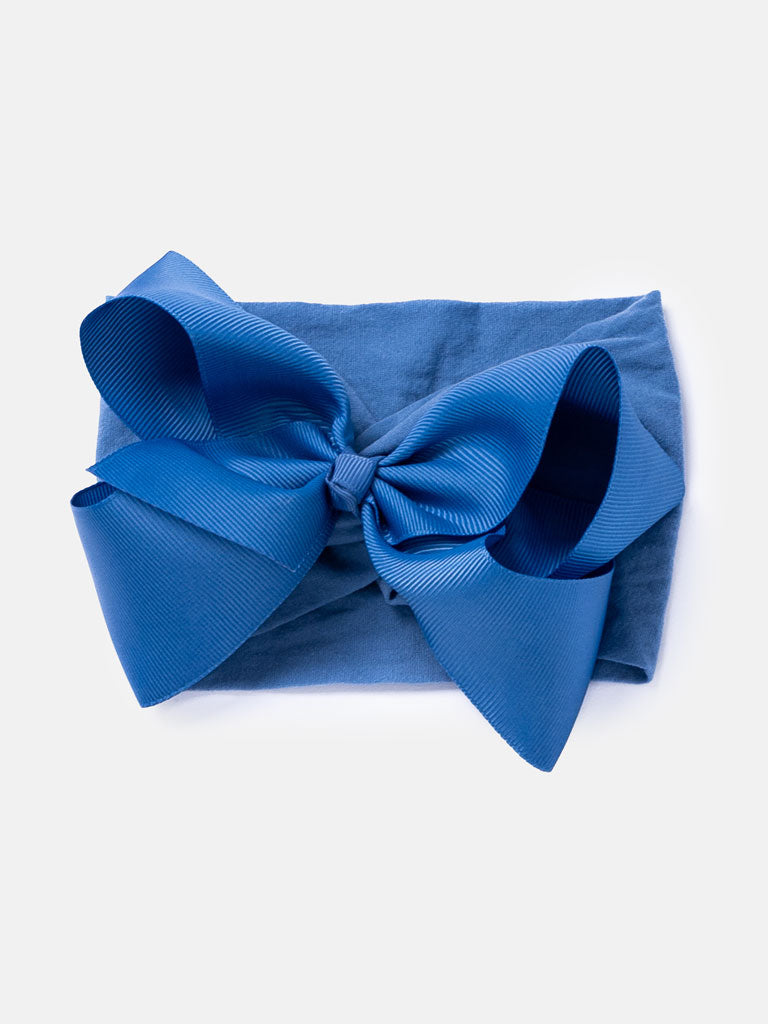 Baby Girl Big Satin Bow Hairband - Cool Tones