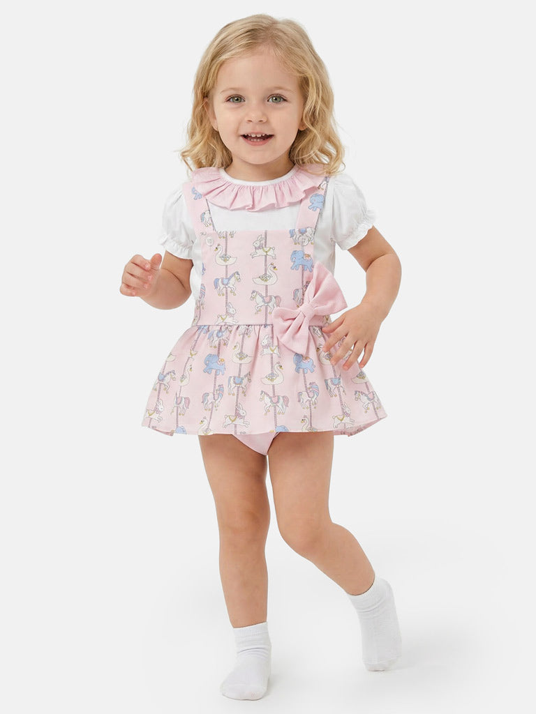 Baby Girl Carousel Romper 2-Piece Set - Baby Pink
