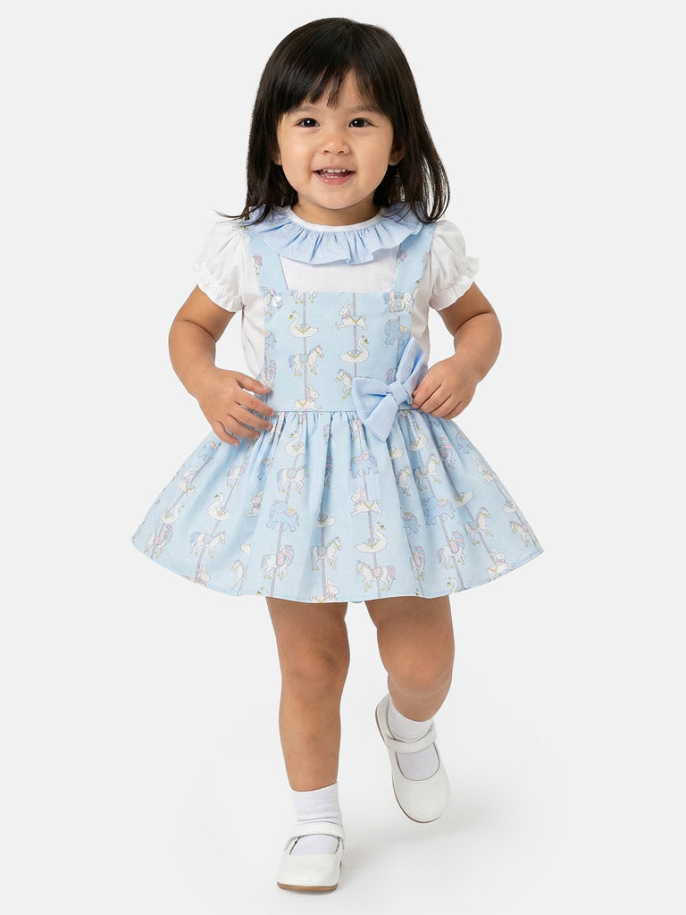 Baby Girl Carousel Romper 2-Piece Set - Baby Blue