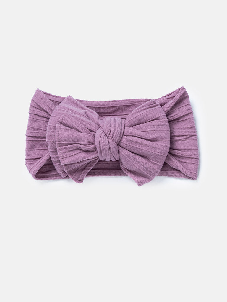 Baby Girl Ribbed Headband with Knotted Bow - Pastel Tones