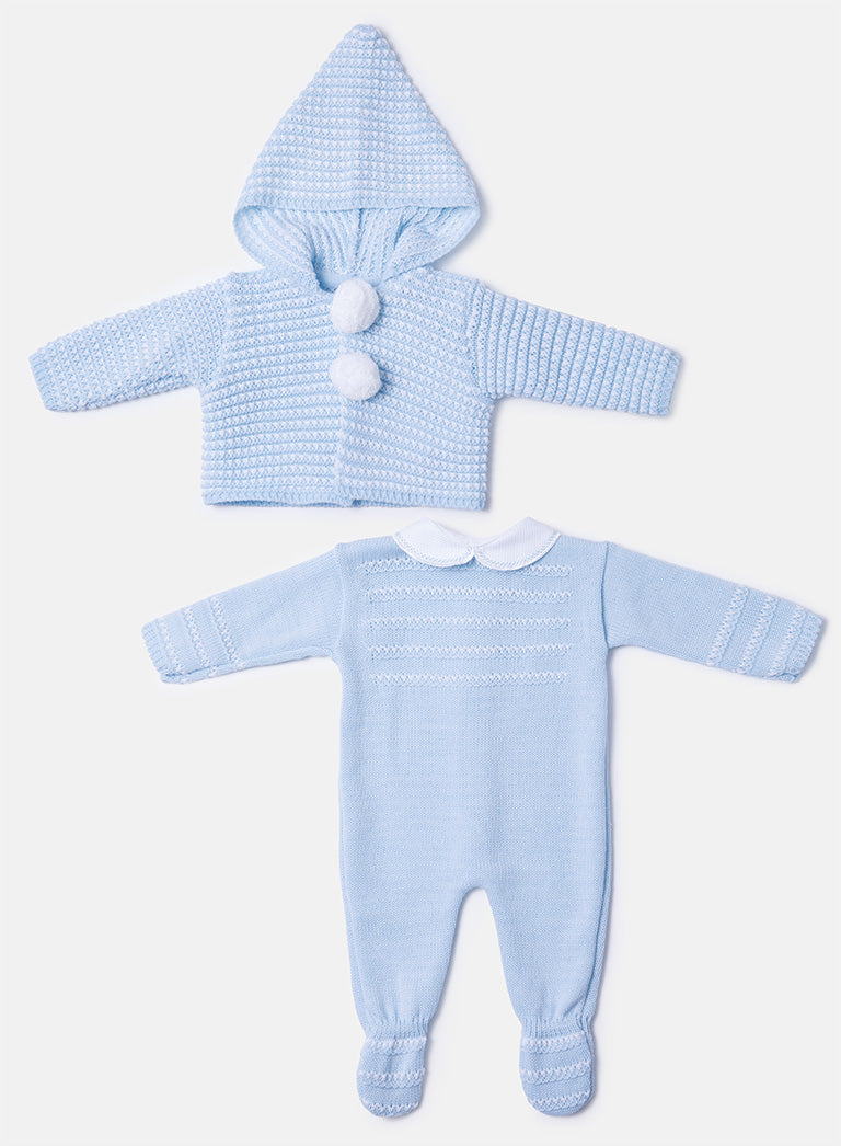 Baby Reyes Collection 2-piece Spanish Knitted Set - Baby Blue