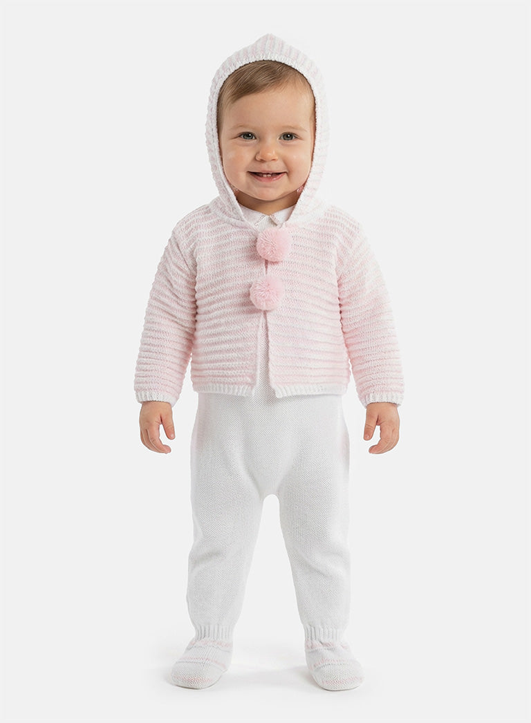 Baby Reyes Collection 2-piece Spanish Knitted Set - Ivory & Pink