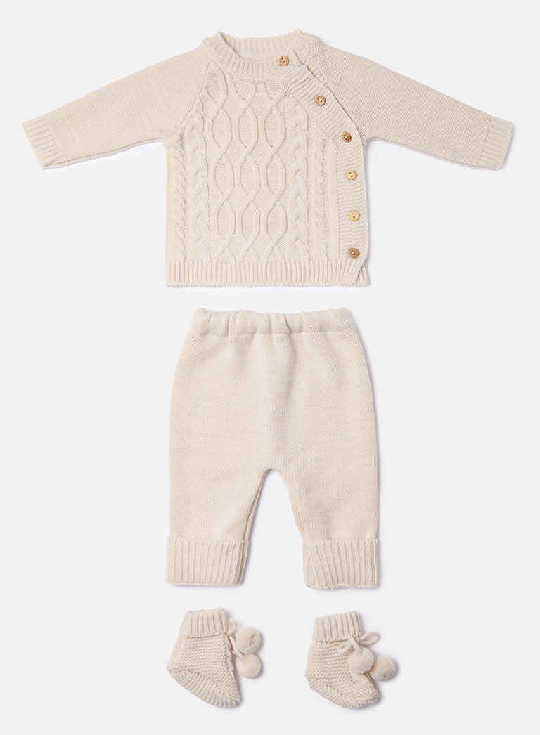 Baby Rio Collection 3-piece Spanish Knitted Set - Beige
