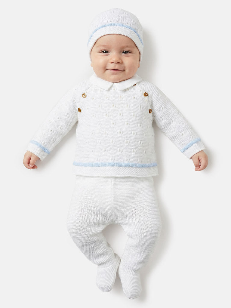 Baby Boy Roberto Collection 3-piece Spanish Knitted Set - White