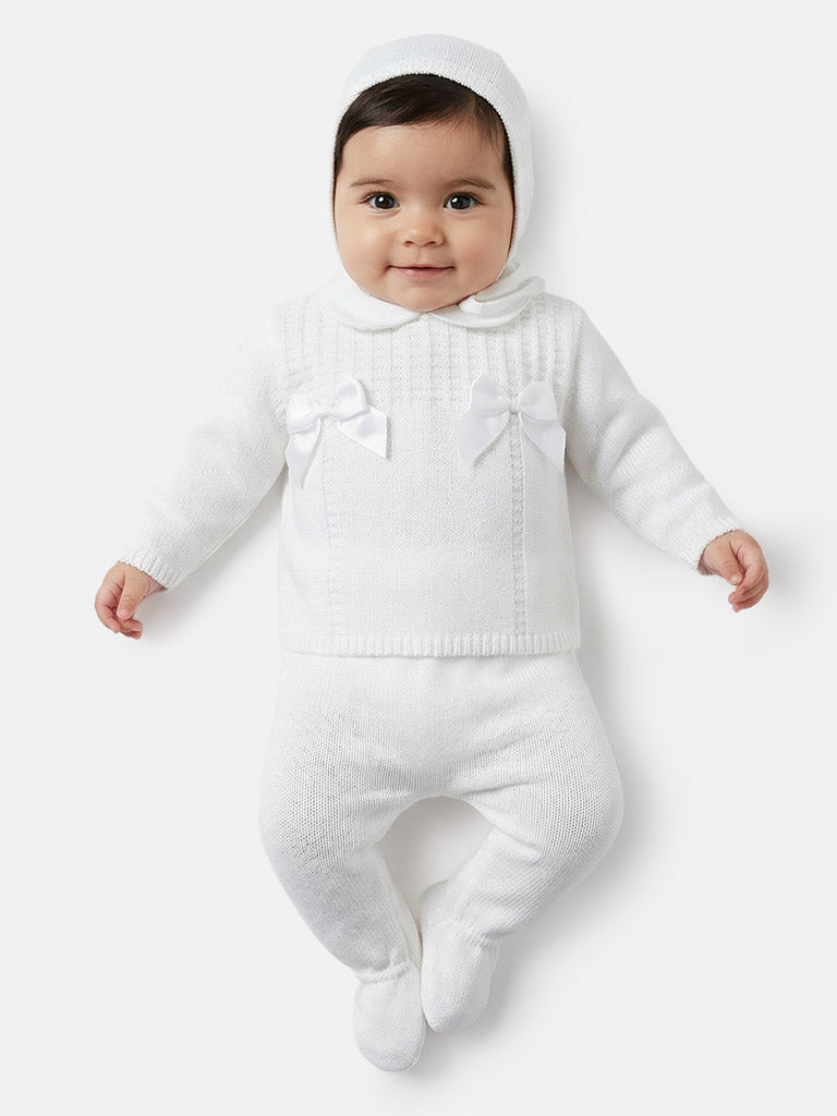 Baby Girl Roberta Collection 3-piece Spanish Knitted Set - White