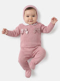 Baby Girl Roberta Collection 3-piece Spanish Knitted Set - Dusty Pink