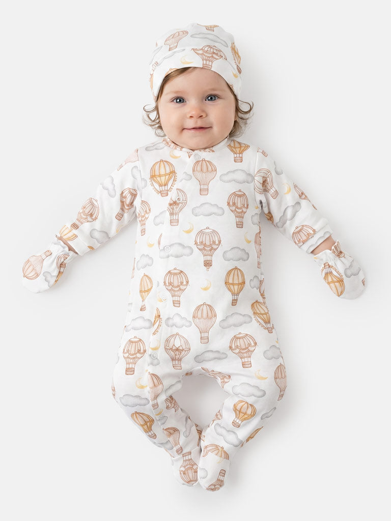 Baby Grow Hot Air Balloon Collection 3-Piece Set - Beige