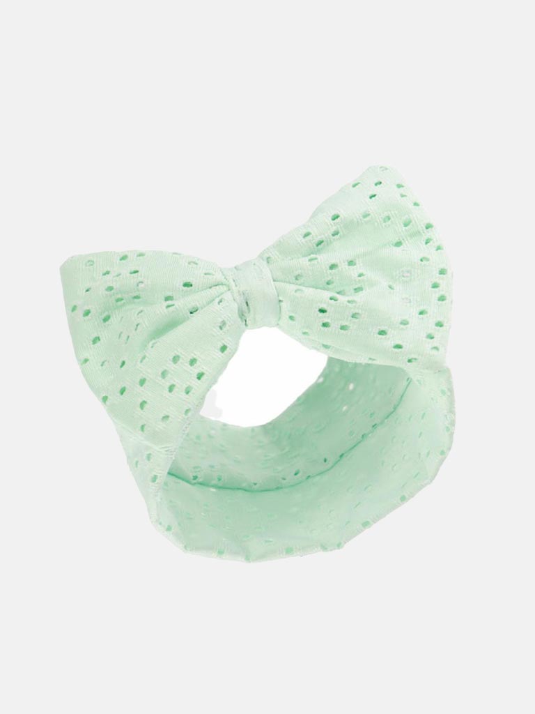 Baby Girl Broderie Anglaise Headband- Mint Green