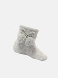 Baby Unisex Knitted Pom-pom Ankle Socks - Grey