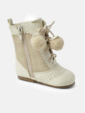 Baby Girl Sienna Zip Up Pom-pom Boots - Cream