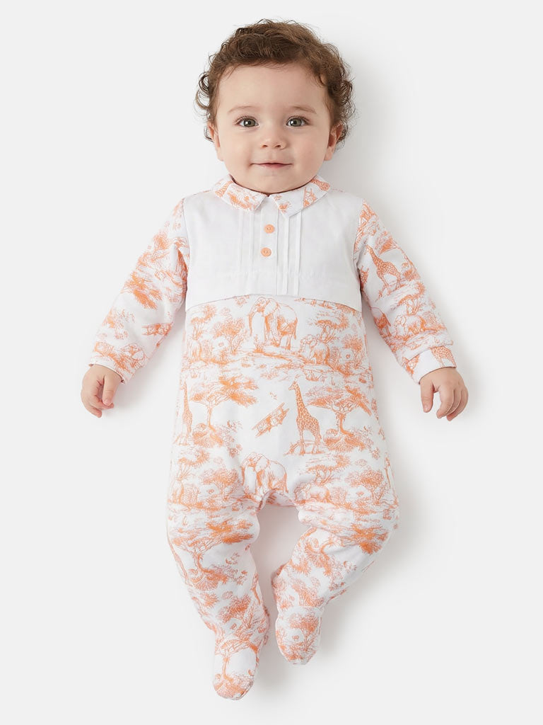 Baby Grow Safari Collection with Buttons - Orange